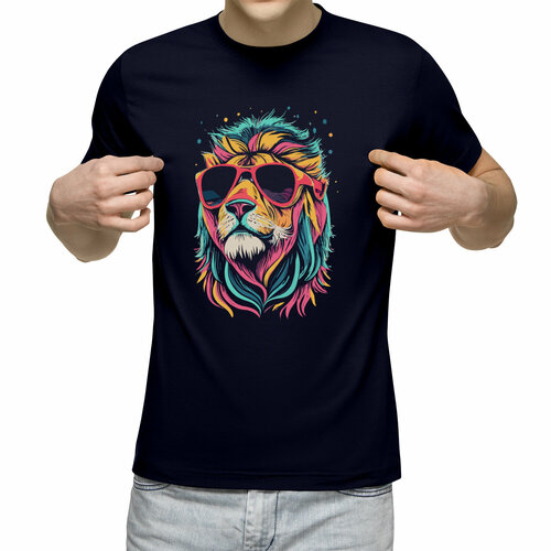 мужская футболка лев в очках m белый Футболка Us Basic, размер S, синий