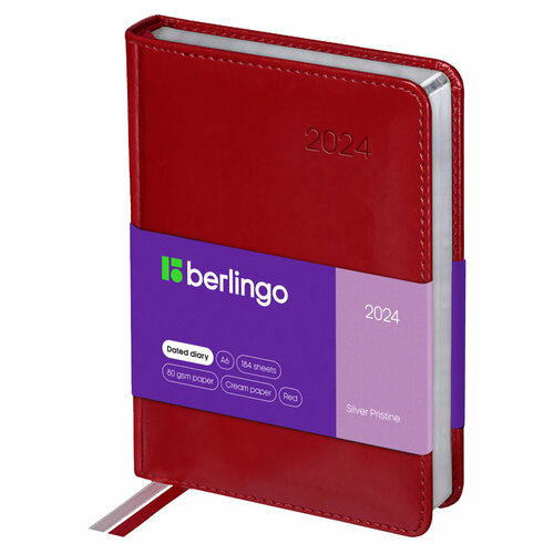 Ежедневник датированный 2024г, А6, 184л, кожзам, Berlingo 