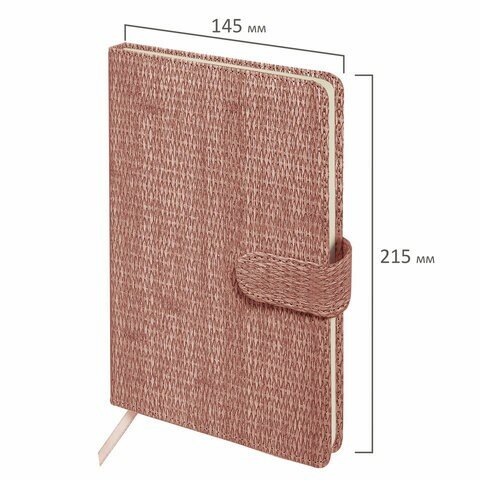 Еженедельник датированный 2024 А5 145х215 мм BRAUBERG "Augustus", под кожу, розовый, 115017
