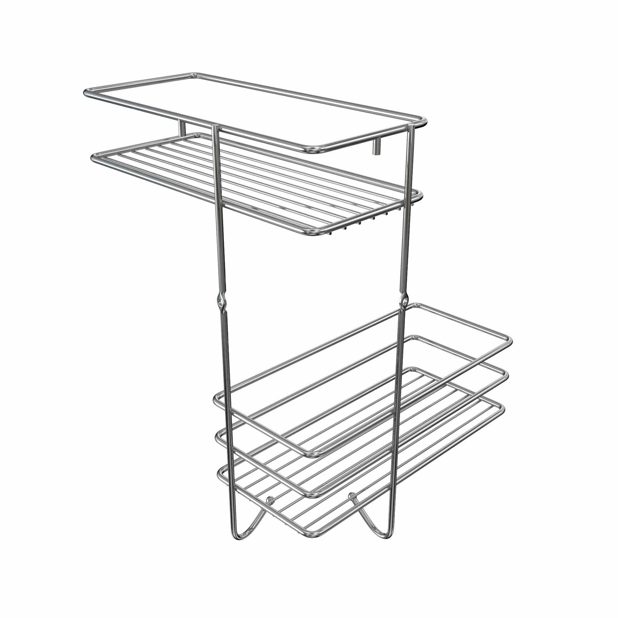 Полка настенная угловая двойная Lemer Soul 22.5x35x22.5 см металл цвет хром - фото №4