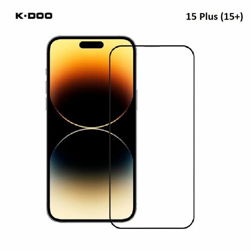 Cтекло(2,5D) -антипыль тонкие рамки для Iphone 15+ / 14 Pro Max , KZDOO / K-DOO Full Glass Film anti-dust, черный
