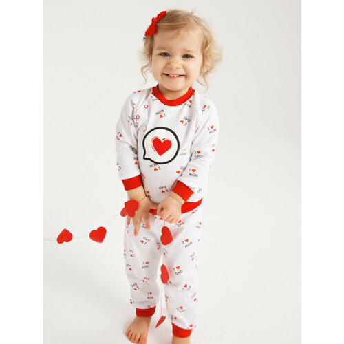 Пижама КотМарКот, размер 98, красный, белый пижама котмаркот размер 98 красный белый