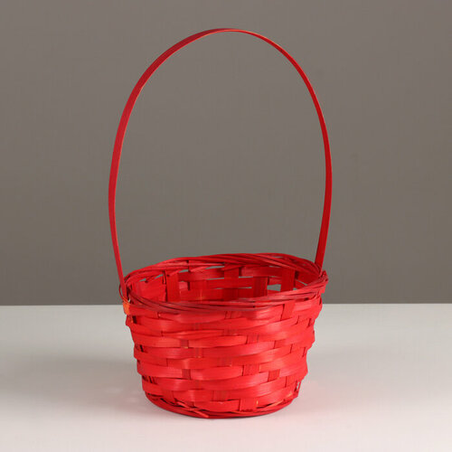 SUI Корзина плетеная, D16х10хH32см, красный, бамбук