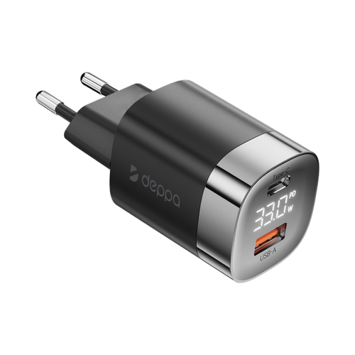 СЗУ Deppa USB A + USB-C, PD, QC 3.0, 33W, дисплей Черный (арт. 11439) сетевое зарядное устройство vlp fast wall charger 25w 1071001