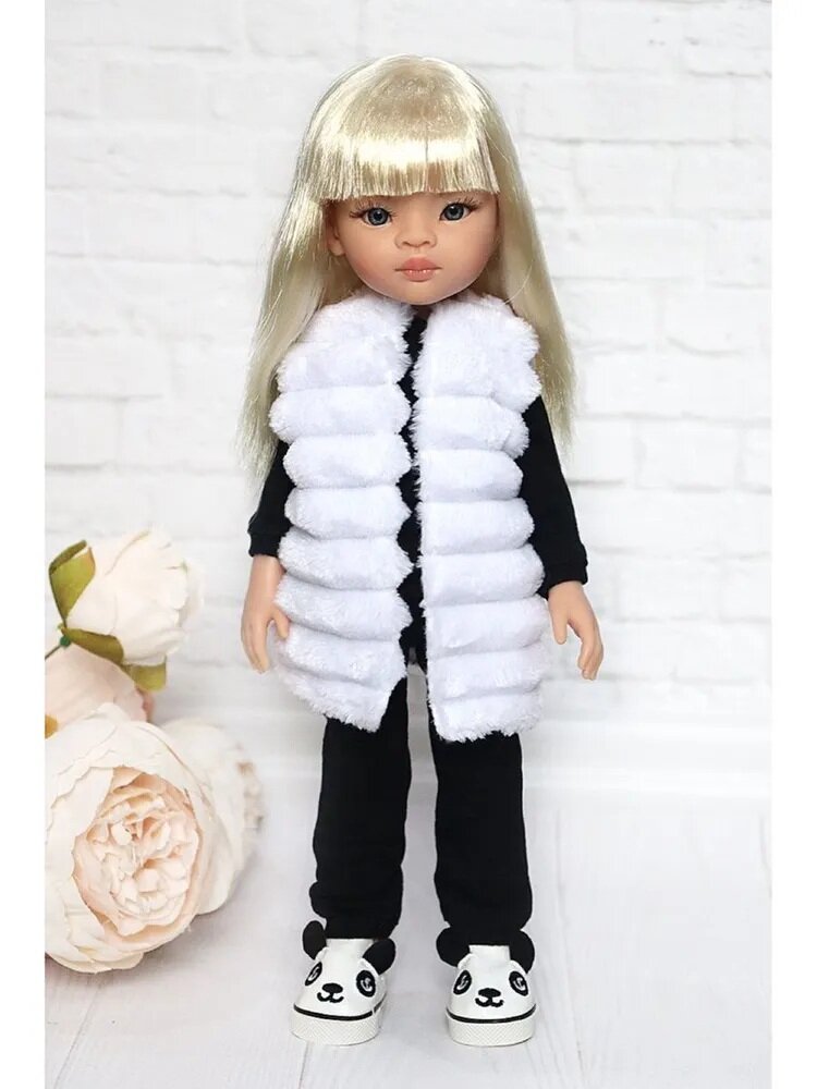 Комплект одежды и обуви для кукол Paola Reina 32-34 см (спорт. костюм+жилет+кеды), черный, белый