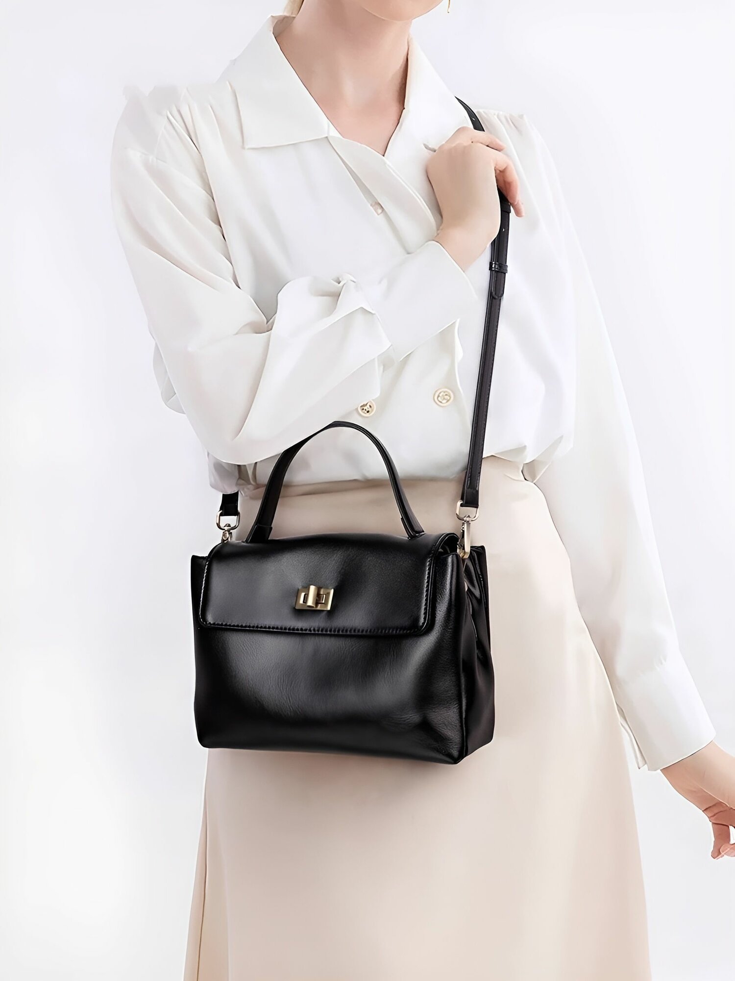 Сумка кросс-боди КожаноFF, фактура гладкая, черный — фото 1