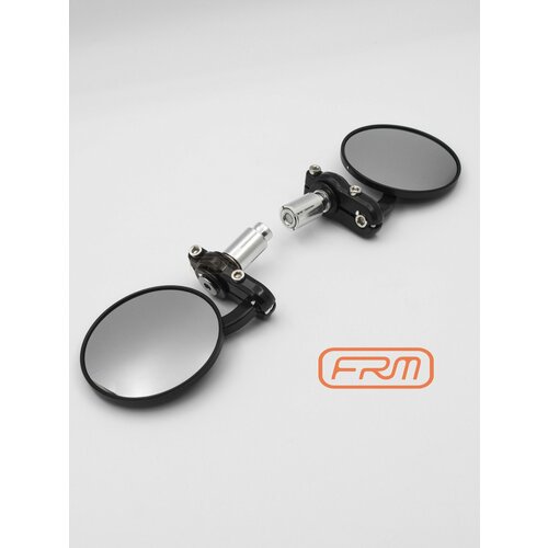 Зеркала в руль 22-25 мм на мотоцикл скутер максискутер мопед квадроцикл для мотоциклиста, черные матовые