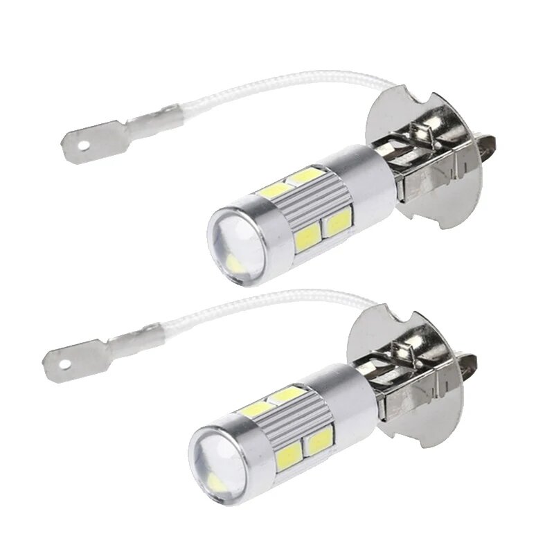 2 шт. автомобильные фары H3 10SMD 5630 светодиодные лампы для противотуманных фар 12 В h3 светодиодные лампы авто лампы дневные ходовые огни, Белый, H3