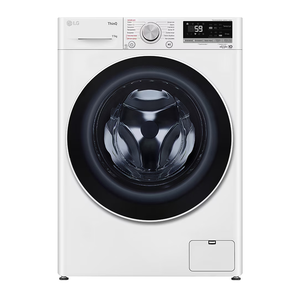 Стиральная машина LG 11 кг - AI DD™ | Steam™ | ThinQ™ TW4V5ES0W, 3 Год гарантия, отжима — 1400 об/мин