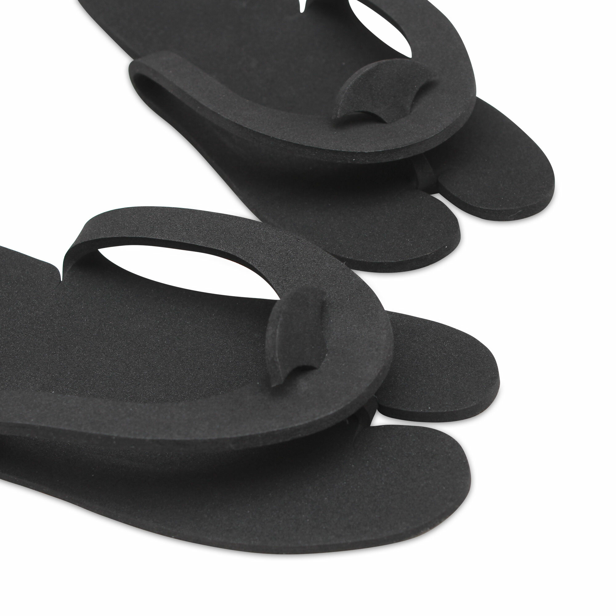 Тапочки одноразовые черные для педикюра с полумесяцем, упаковка 5 пар