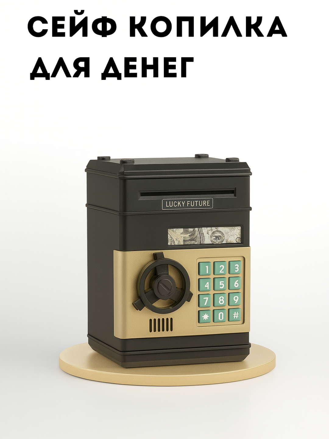 Сейф копилка для денег, детская, с кодовым замком и музыкойю