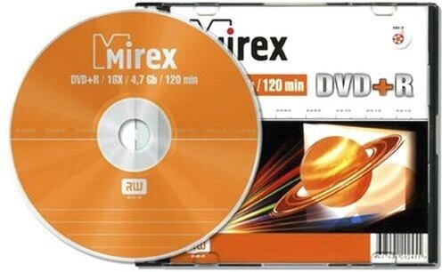 Оптический диск DVD плюс R 4.7 Гб Mirex тонкий/слим/