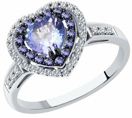 Кольцо Diamant online, белое золото, 585 проба, бриллиант, танзанит