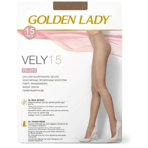 Колготки Golden Lady Vely, 15 den, размер 5/5XL, бежевый, коричневый