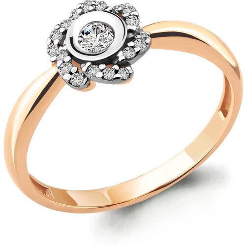 фото Золотое кольцо aquamarine 68138а с фианитом diamant-online