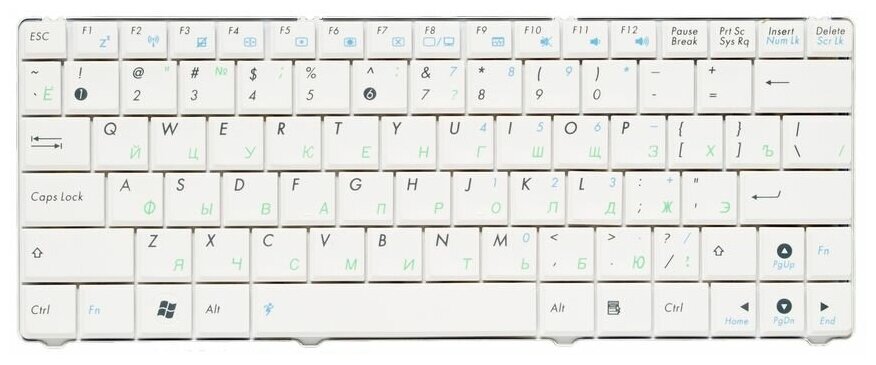 Клавиатура для ноутбуков Asus N10, N10E, N10J, EEE PC 1101HA RU, White