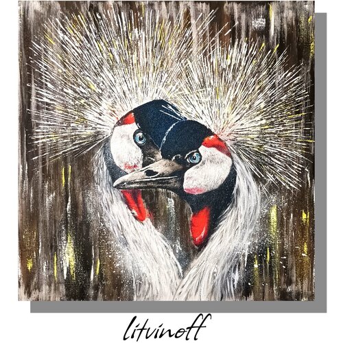 Картина маслом. Живопись. Журавли. Картина