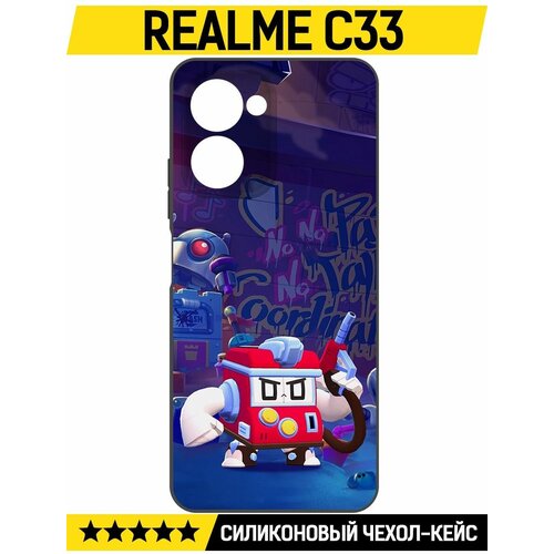 Чехол-накладка Krutoff Soft Case Brawl Stars - V8-БИТ для Realme C33 черный чехол накладка krutoff soft case brawl stars эдгар для realme c33 черный