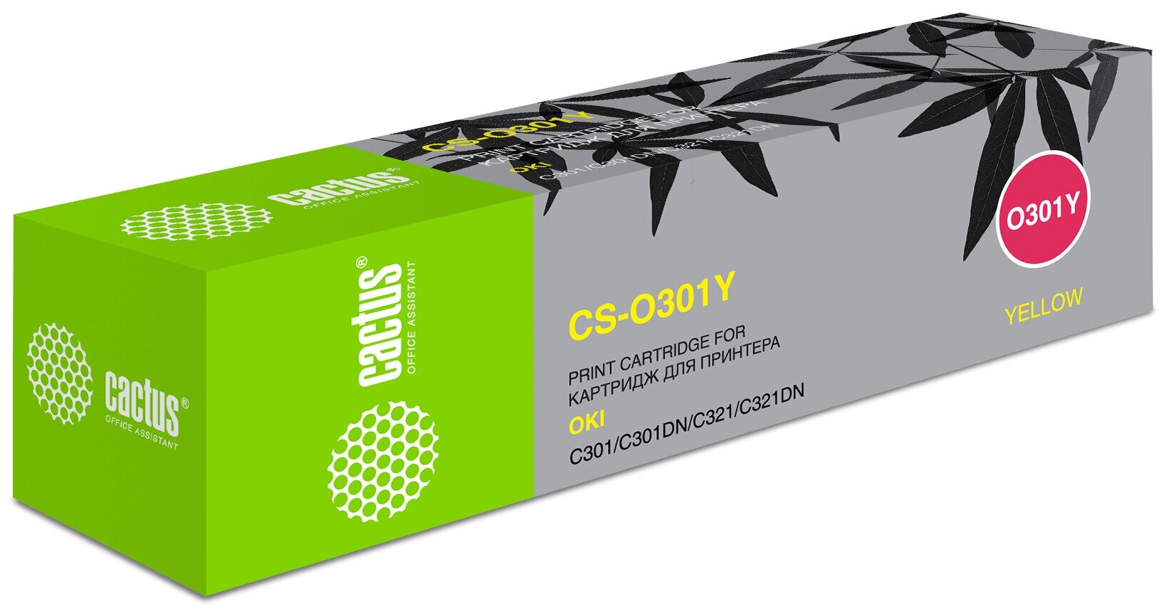 Картридж лазерный Cactus 44973541 CS-O301Y 44973541 желтый (1500стр.) для Oki C301/321