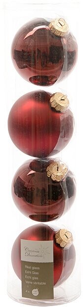 Winter Deco Набор стеклянных шаров 10 см бордовый mix, 4 шт 141503