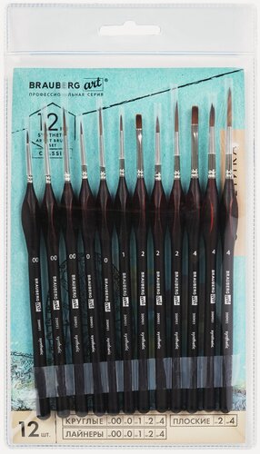 Изображение товара Кисти художественные Brauberg Art Classic, набор 12 шт. , синтетика, эргономичные