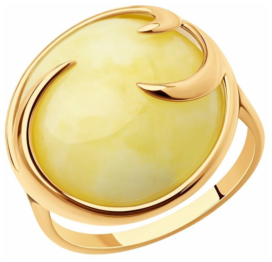 Кольцо, серебро, 925 проба, золочение, янтарь