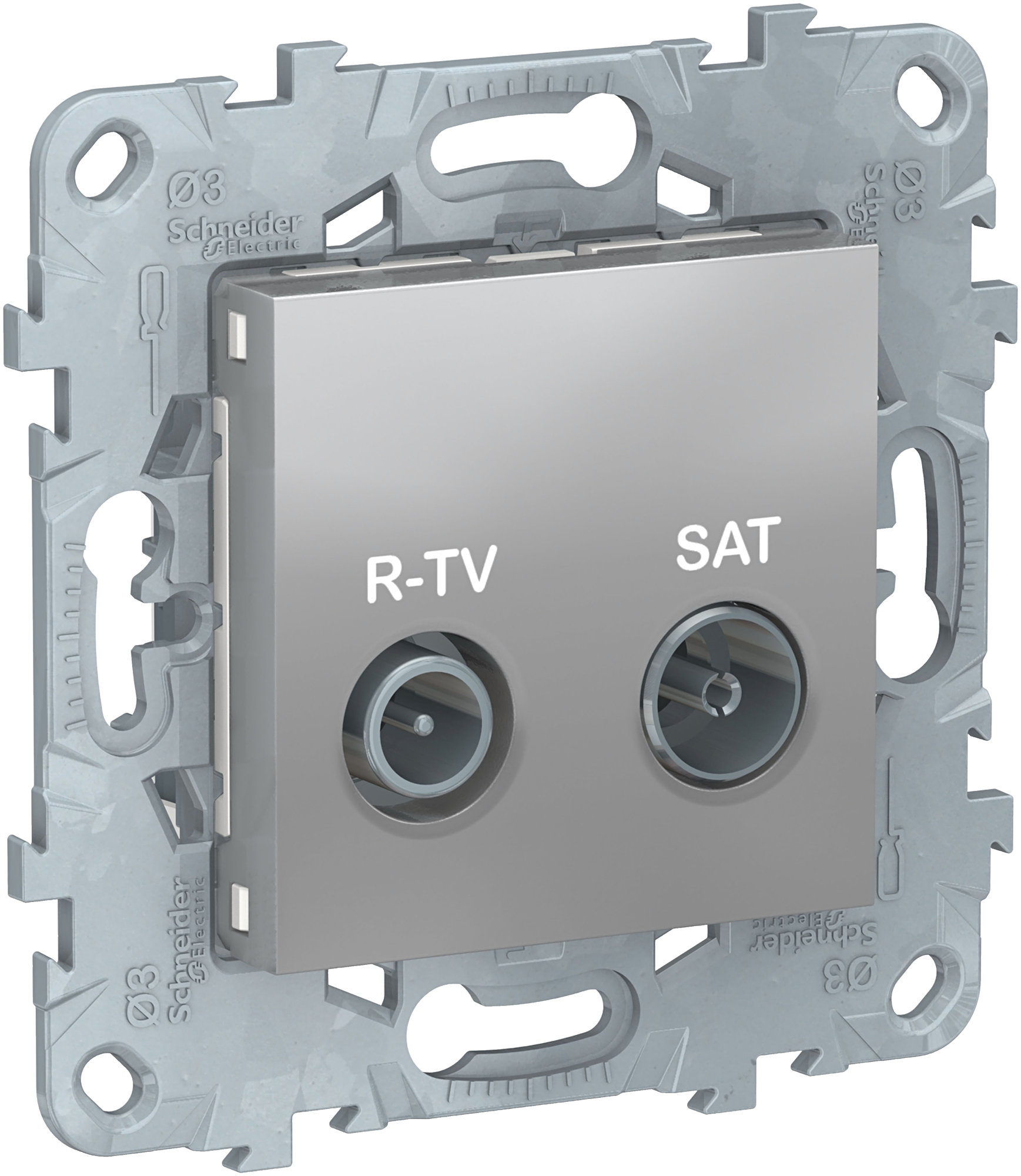 Розетка телевизионная Schneider Electric Unica NEW NU545430 оконечная R-TV-SAT скрытая установка алюминий