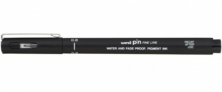 Линер PIN 08 - 200(S), чёрный, 0.8 мм.