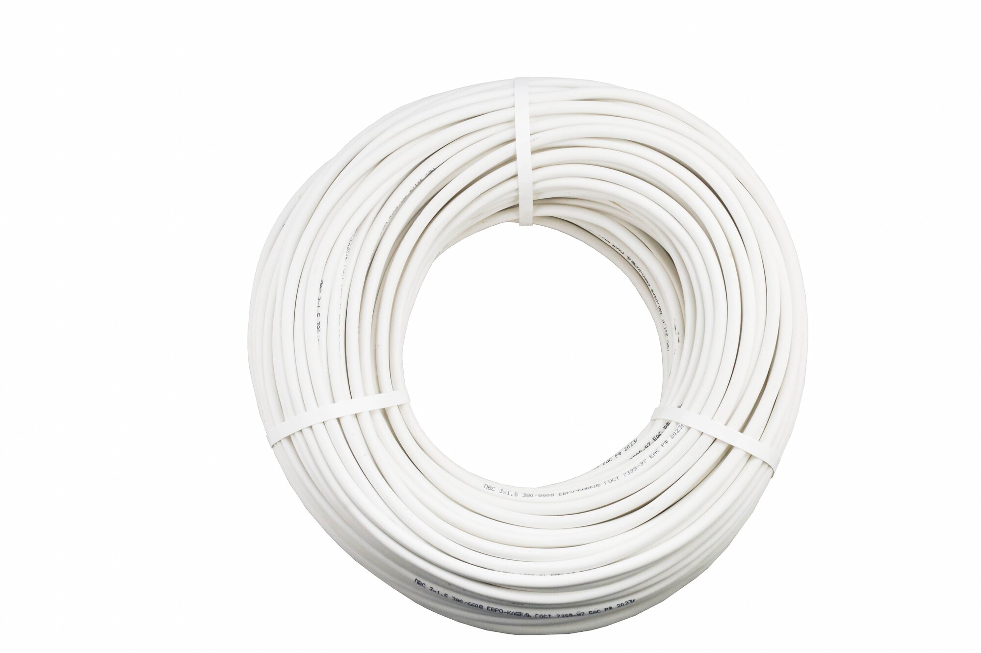 Силовой кабель ПВС 3х1,5 ГОСТ, Еврокабель, (круглый, белый), 10 метров - фотография № 3