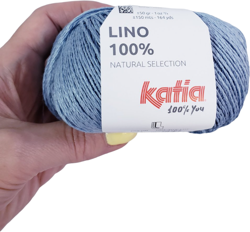 Пряжа Lino 100% Katia, 50гр/150м, 100%лен, цвет 34-голубой, 1 моток.