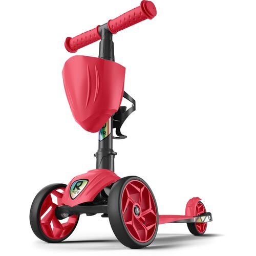 Самокат, самокат трехколесный детский, с корзинкой и подстаканником для бутылок, Alfa Mini, коралловый