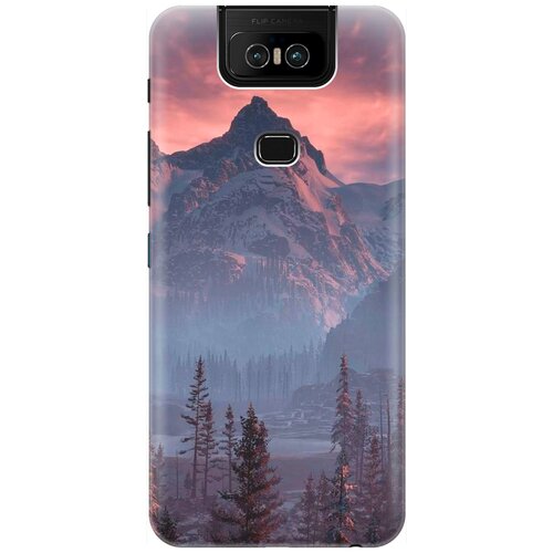 фото Re:pa накладка transparent для asus zenfone 6 zs630kl с принтом "лес, горы, зарево"