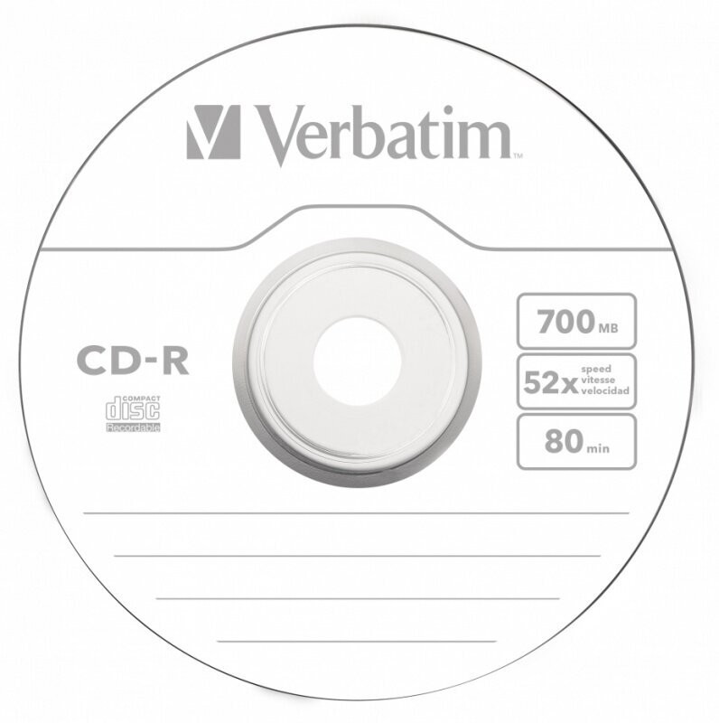 Оптический диск CD-R VERBATIM 700Мб 52x, 1шт, slim case [43347]