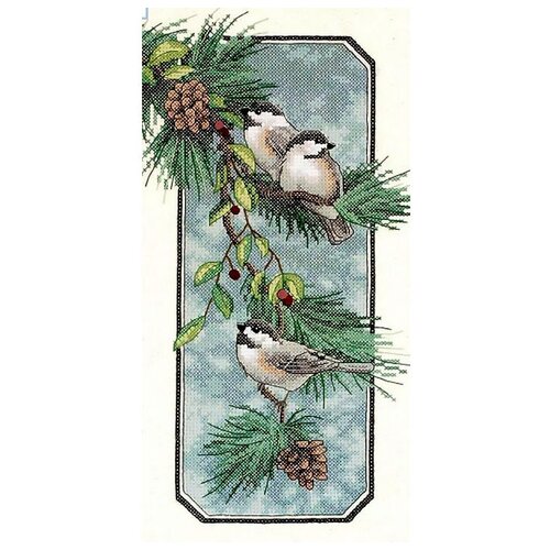 Dimensions Набор для вышивания крестом 3199-DMS Chickadees on a Branch (Пташки на ветке), 20х41 см органайзер березка органайзер cross stitch