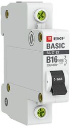 Автоматический выключатель Ekf 1п B 16А 4.5кА ВА 47-29 Basic, mcb4729-1-16-B