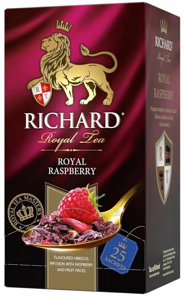 Фруктовый чай "Richard Royal Raspberry" 25 пакетиков 4 упаковки - фотография № 2