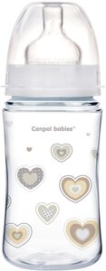 Бутылочка для кормления Canpol Babies PP EasyStart с широким горлышком антиколиковая, 240 мл, 3+ Newborn baby, цвет: белый