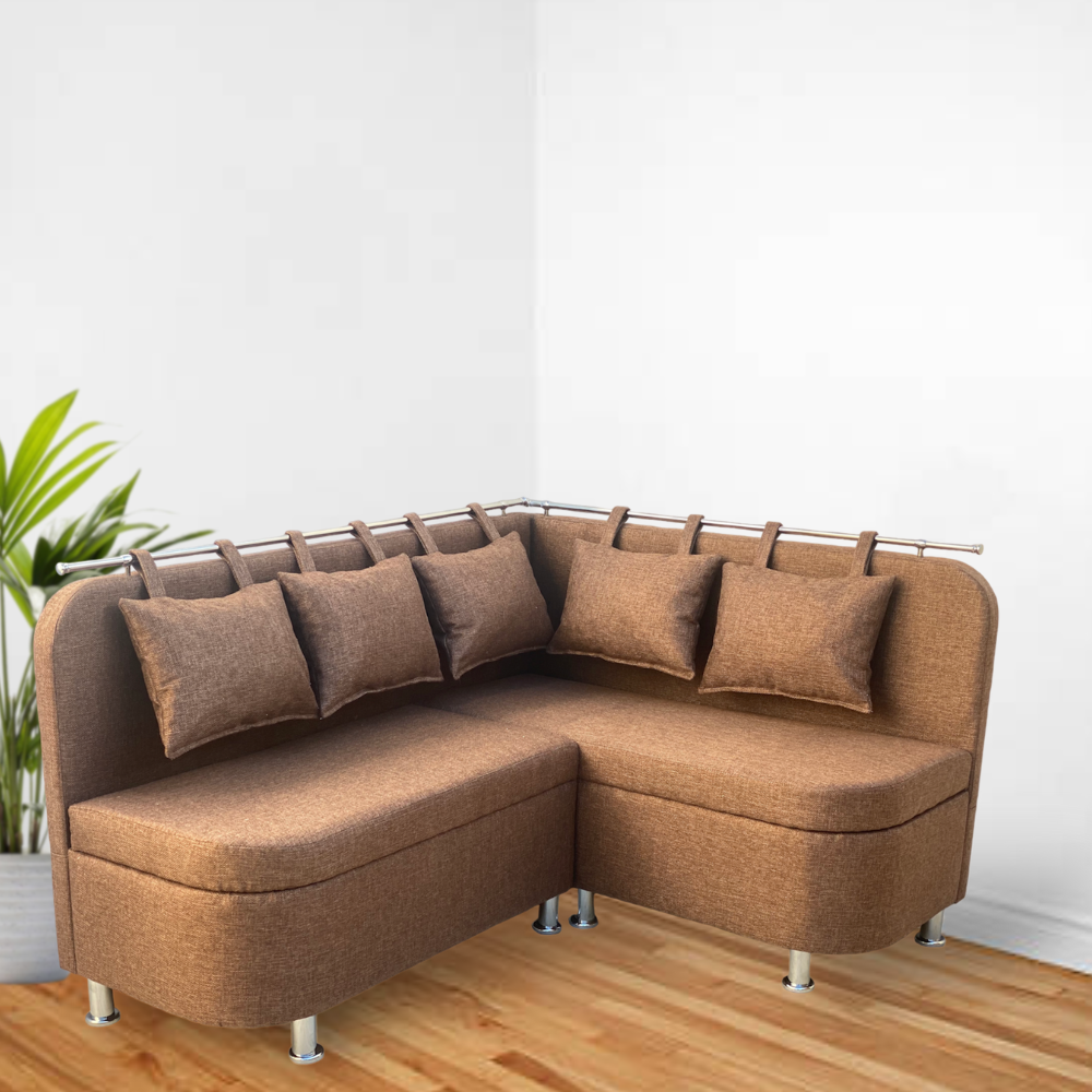 Кухонный уголок (диван) "Элегант" темно-коричневый правый с ящиками - фотография № 5