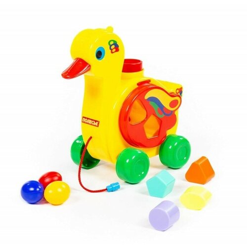 каталка игрушка полесье уточка несушка 6042 желтый Игрушка-каталка с сортером «Уточка-несушка»