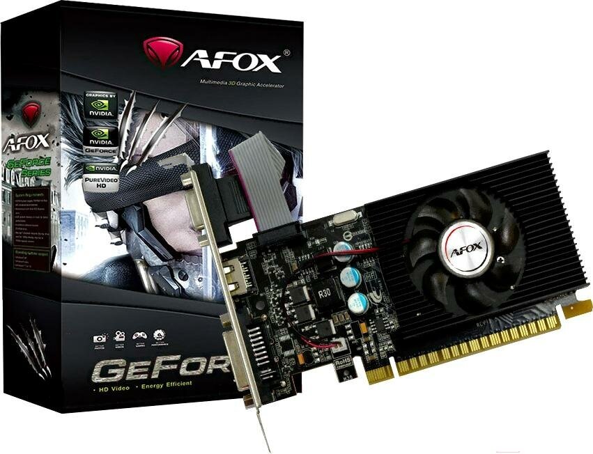 Видеокарта Afox GT220 1GB DDR3 128Bit, LP Single Fan RTL