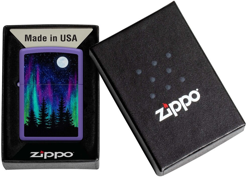 Зажигалка Zippo Night In The Forest Фиолетовый - фотография № 4