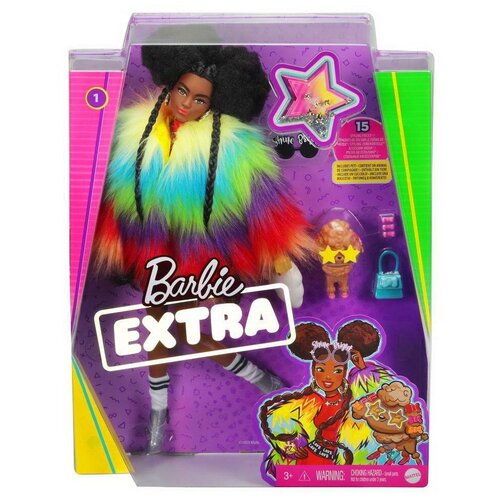 фото Кукла mattel barbie экстра в радужном пальто