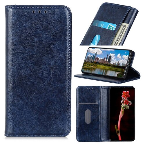 фото Чехол-книжка mypads premium для nokia 7.2/ nokia 6.2 из качественной натуральной мраморной кожи буйвола прошитый элегантной прострочкой синий с магнитной крышкой