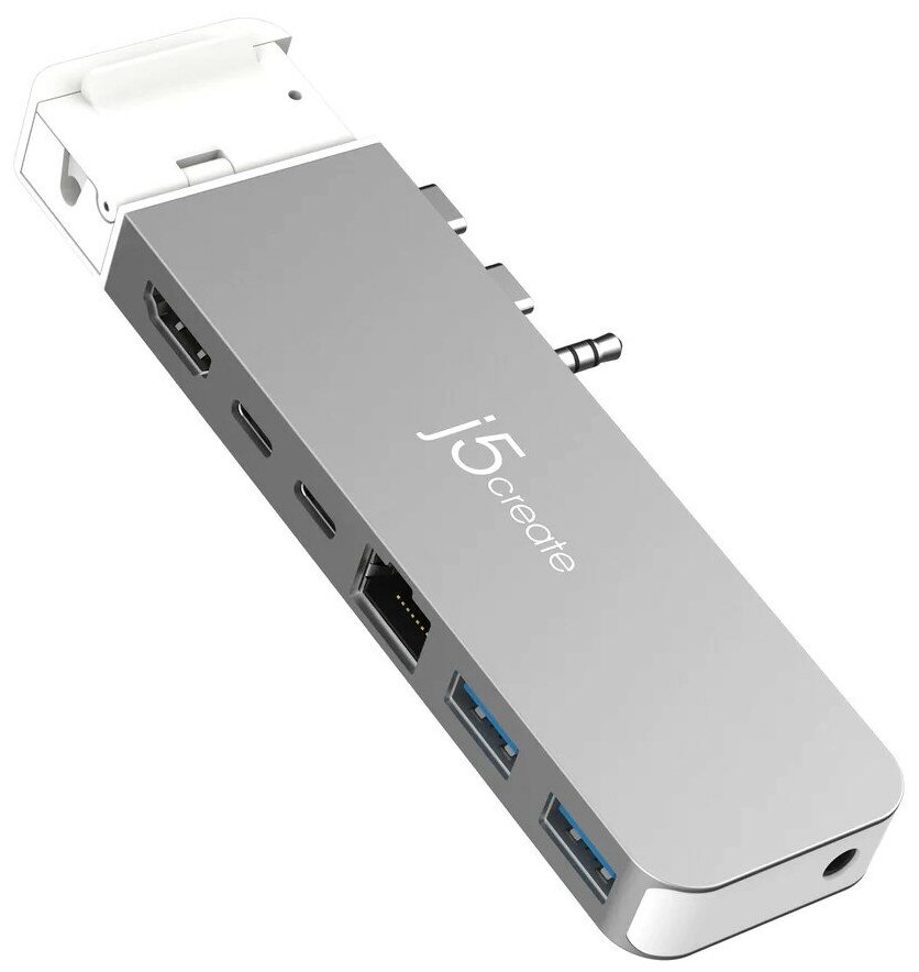 Мульти-хаб j5create 4K60 Pro USB4® Hub with MagSafe® Kit (2xUSB-C/2xUSB-A/4K HDMI/RJ45/3.5 mm AUX) серый космос (JCD395)