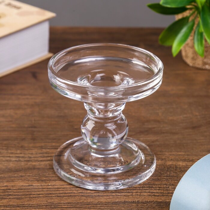 Подсвечник стекло на 1 свечу "Креманка" прозрачный 8,5х8,5х8,5 см