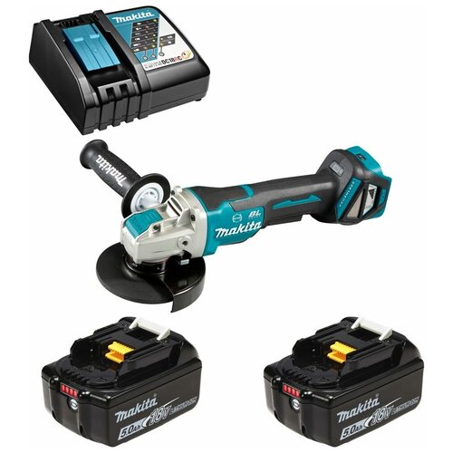 Шлифмашина угловая X-LOCK аккумуляторная 18В LXT 125мм Li-Ion 2x5Ач Makita DGA519RTE 4854000₽