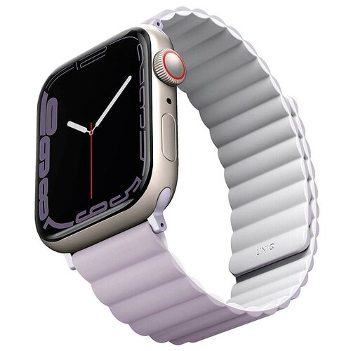 Ремешок для смарт-часов Uniq Revix Reversible для Apple Watch 45/44/42 mm, Magnetic Lilac/White чехол uniq moduo interchangable case для apple watch 45 44 mm черный желтый black mustard 45mm mdblkmus