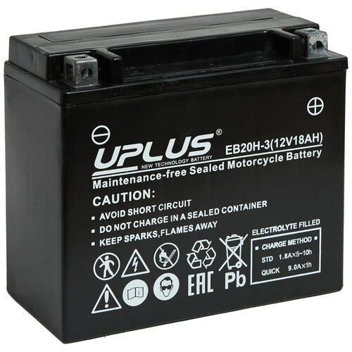 Аккумулятор мото UPLUS LEOCH EB20H-3 (CT12201 YTX20HL) 12В 18Ач 310CCA 175x87x155 мм Обратная (-+)