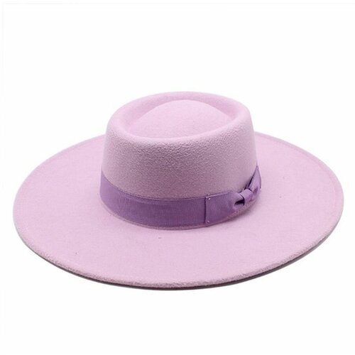 Шляпа , размер 56, лиловый, розовый женская фетровая шляпа в британском стиле классическая фетровая шляпа с широкими полями 8 см для церкви и осени и зимы
