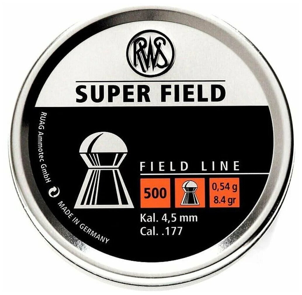 Пули RWS Super Field 4,5 мм, 0,54 грамм, 500 штук